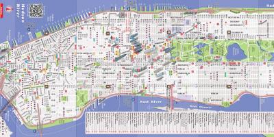Подробна карта на район Манхатън, Ню Йорк