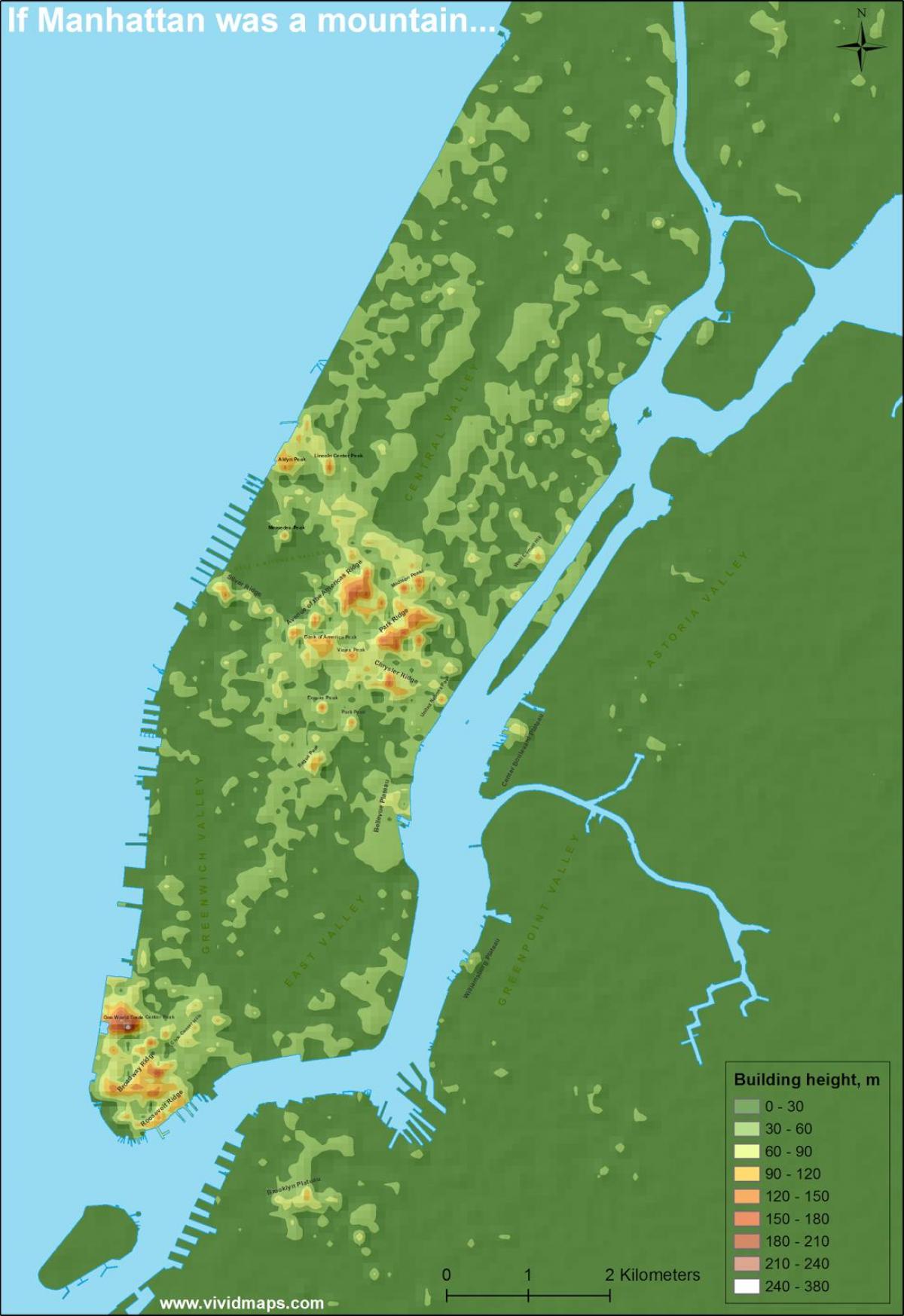 височина карта на Манхатън