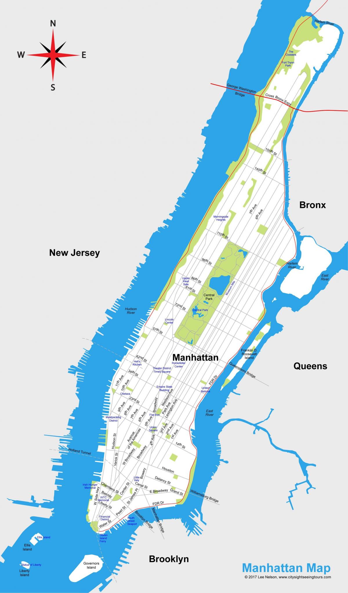 Карта на Манхатън за печат