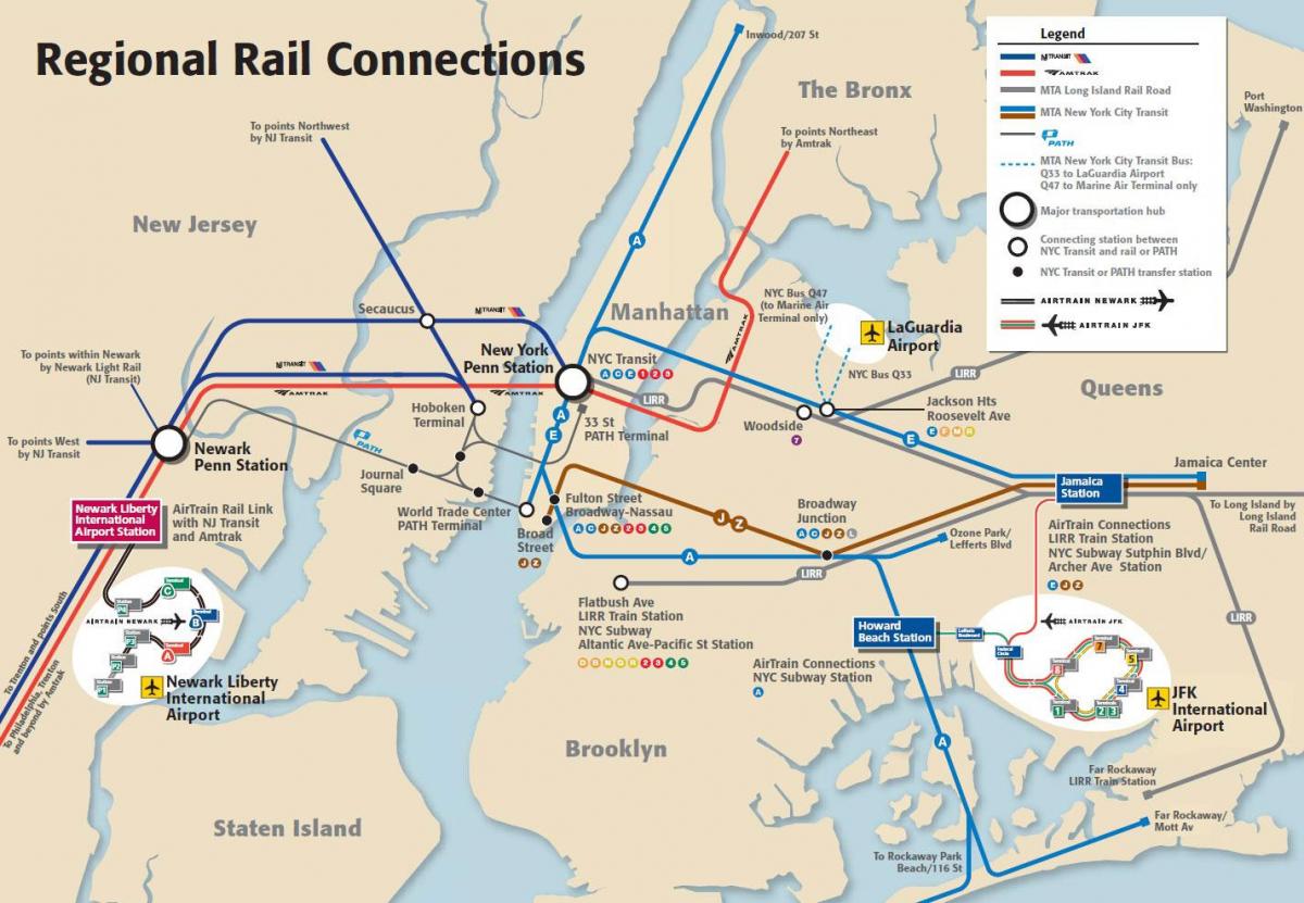 Jfk до Манхатън картата на метрото