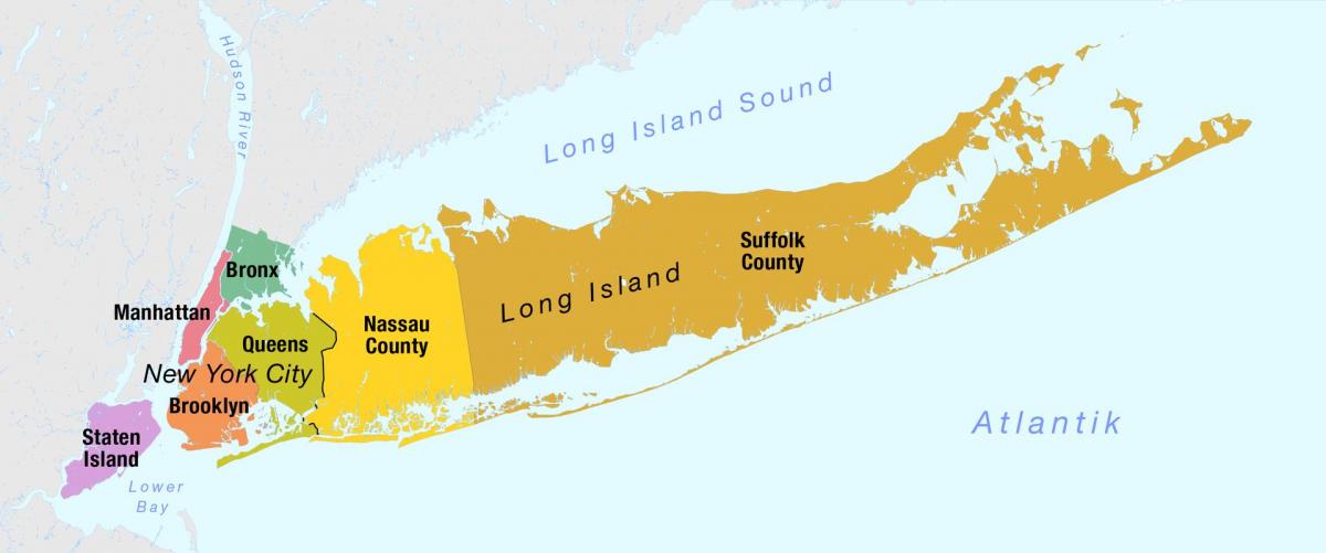 карта на Ню Йорк, Манхатън и Лонг Айлънд