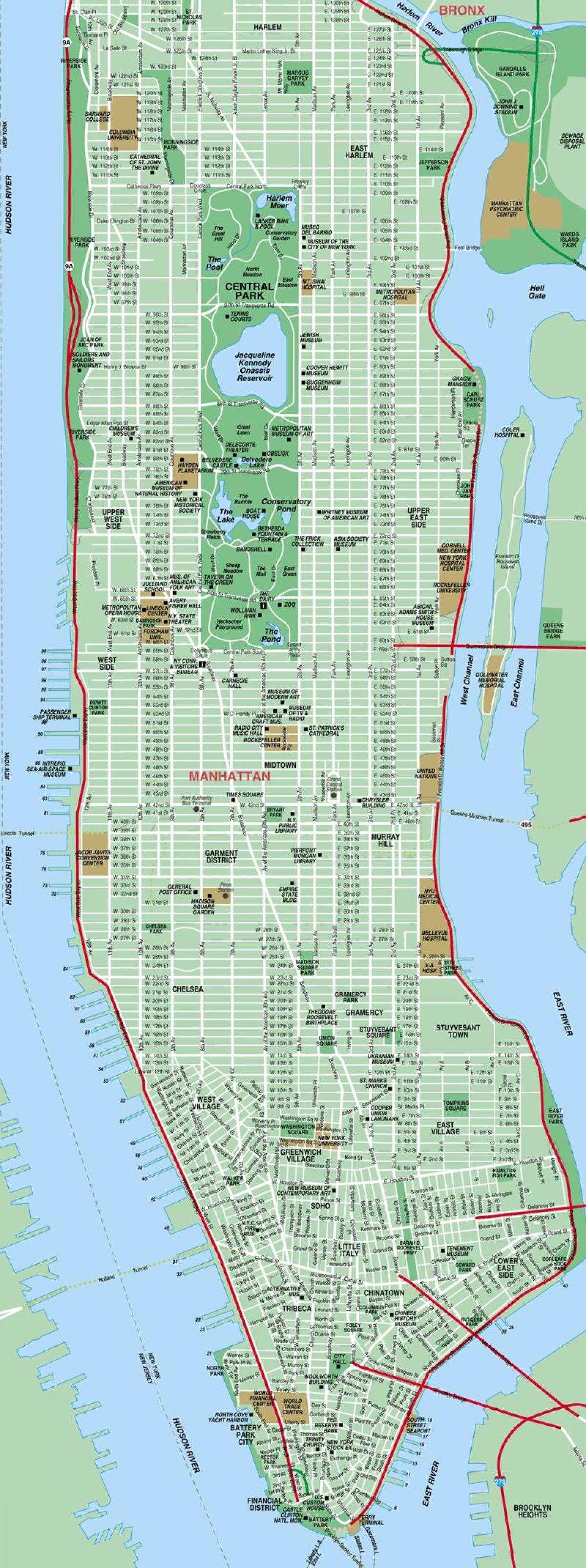 карта на улиците на Манхатън, Ню Йорк