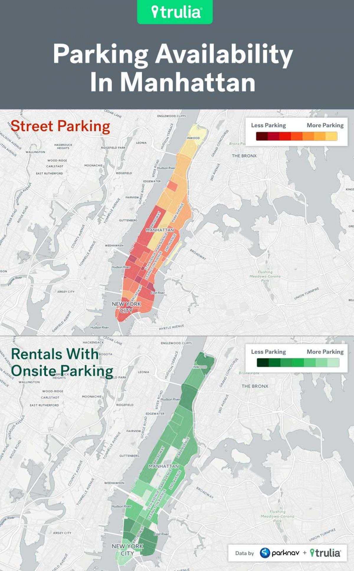 Паркинг Ню Йорк карта на улиците на Манхатън