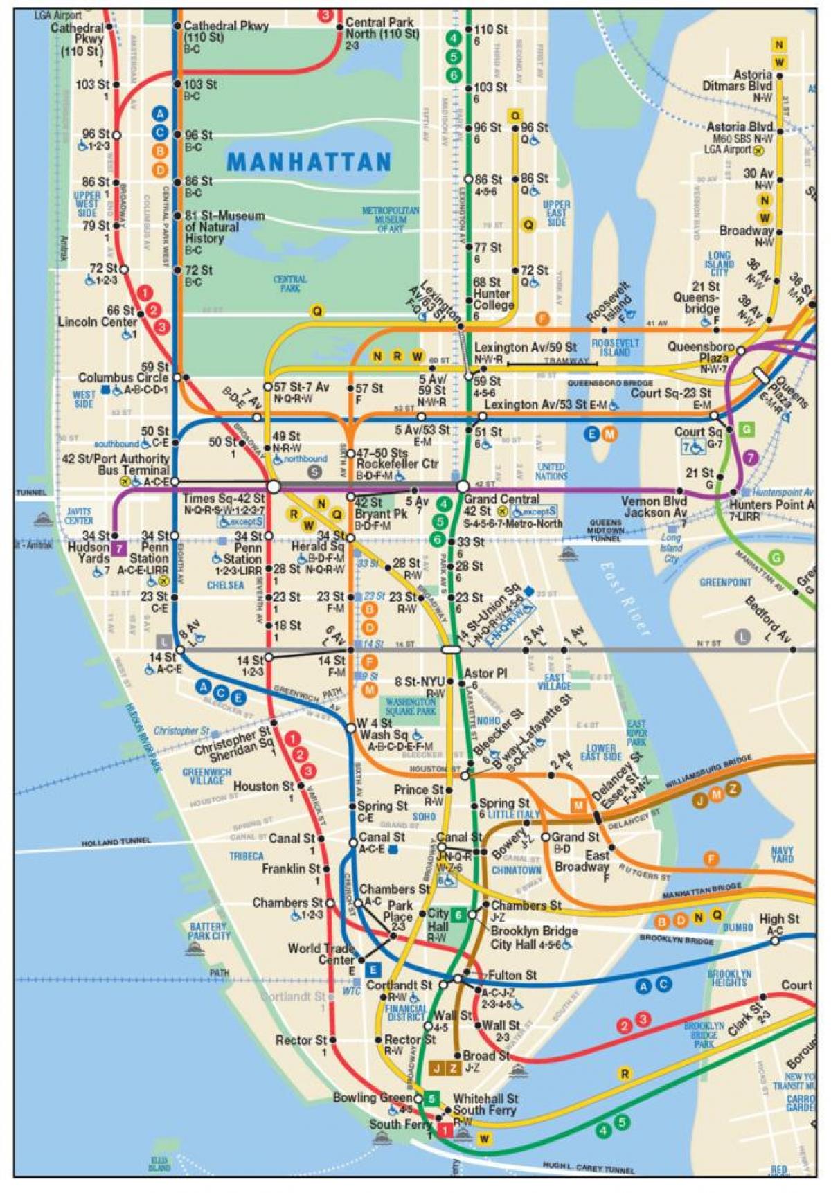 карта на метрото долен Манхатън