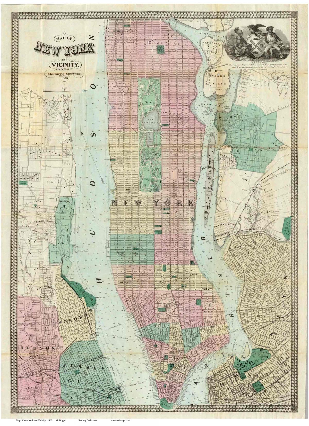 историческата карта на Манхатън