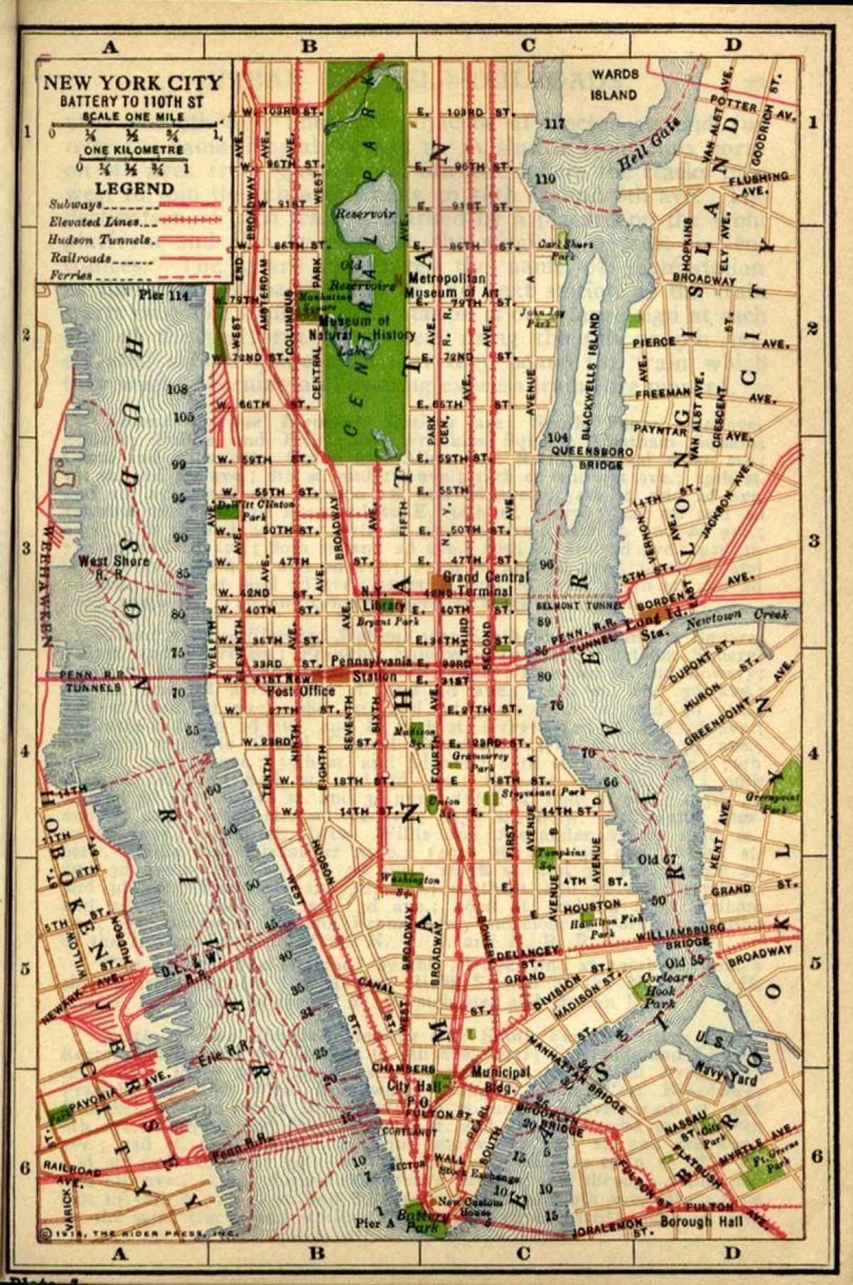 карта на стария Манхатън