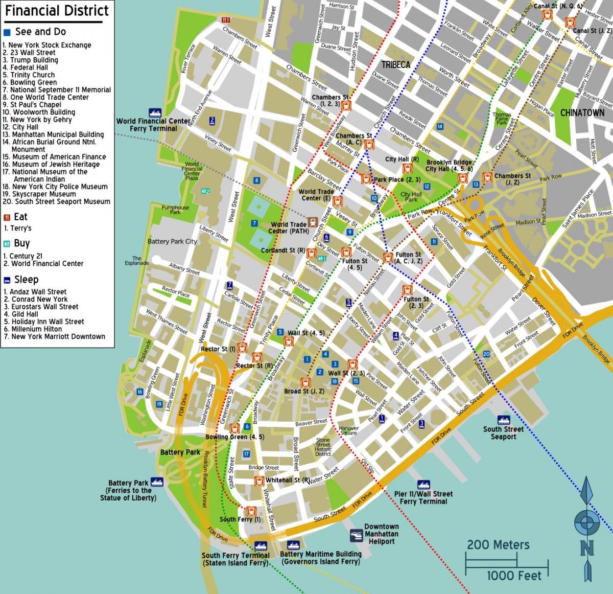 карта на центъра на Манхатън-Ню Йорк