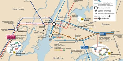 Jfk до Манхатън картата на метрото