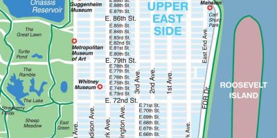 Карта на горен Ийст сайд в Манхатън