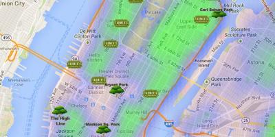 Карта на Манхатън паркове