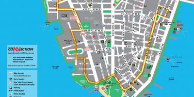 Долен Манхатън пешеходна обиколка на картата